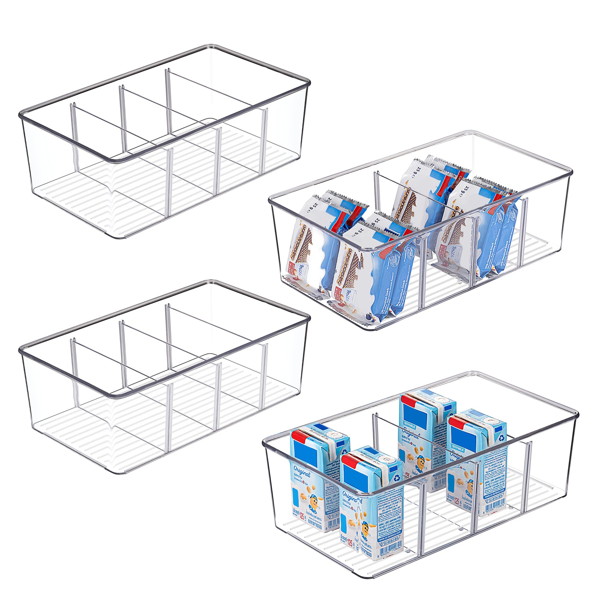 Food Snacks Packets - 4 Compartment Food Storage Organizer Bins