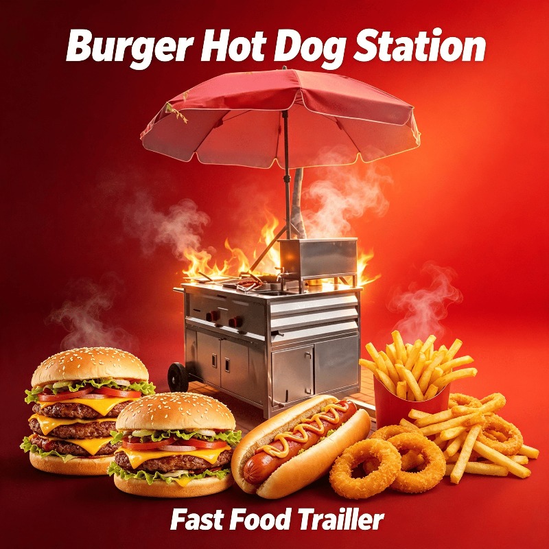 Fast Food With Snacks - Mobile Street Snack Cart Towable Hot