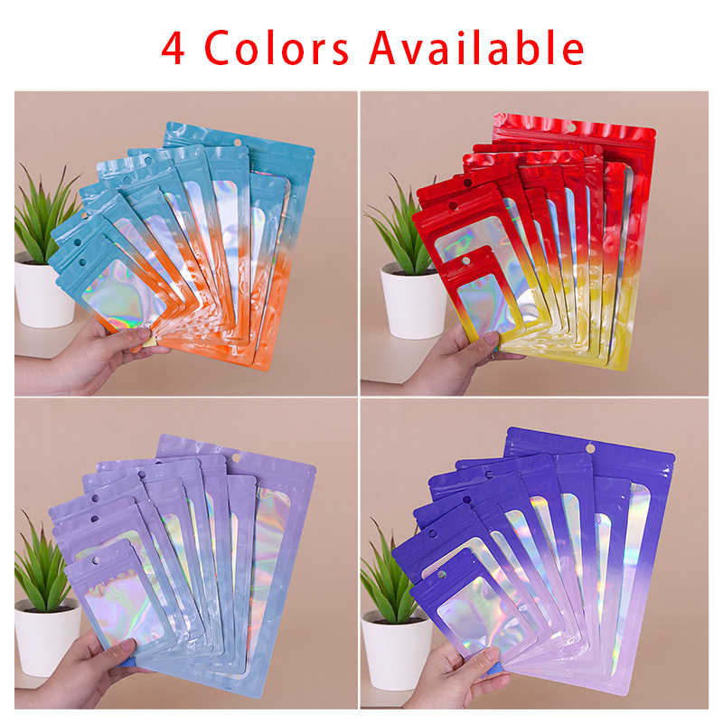 Food With Snacks - Holographic Color Square Zipper Bag, Food‑Grade