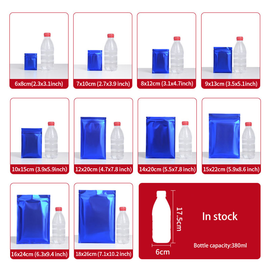 100pcs Matte Blue Foil Zipper  - đánh giá và giá Food With Snacks