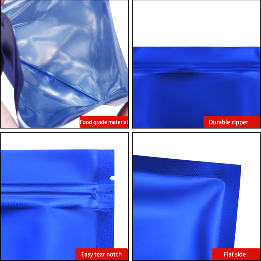 100pcs Matte Blue Foil Zipper  - đánh giá và giá Food With Snacks